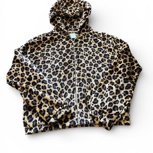 🐆 No Comment Leopard Print Zip Hoodie – Size L